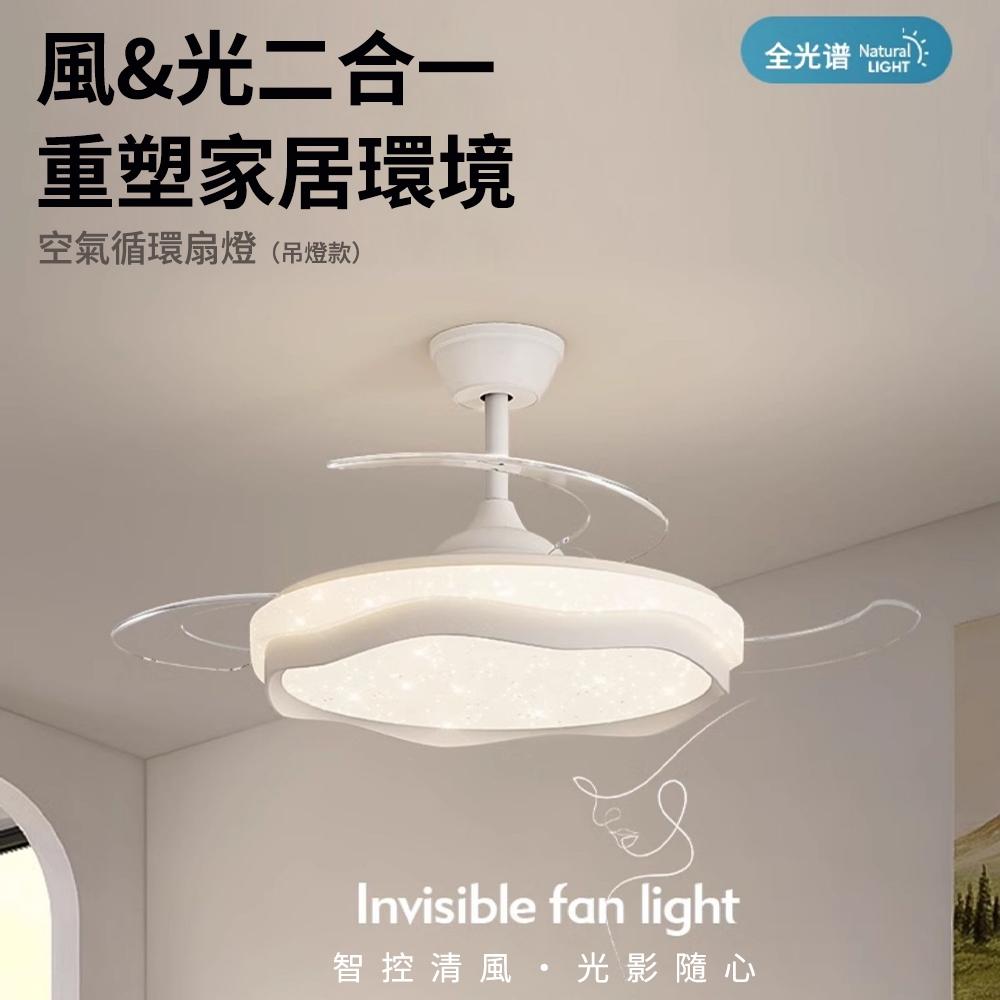 【XINGMU 興沐】新款42吋滿天星隱形吊扇燈 吸頂風扇燈 輕奢簡約北歐風吊燈 大氣燈餐吊燈 靜音吊扇變 頻省電大風力-細節圖3