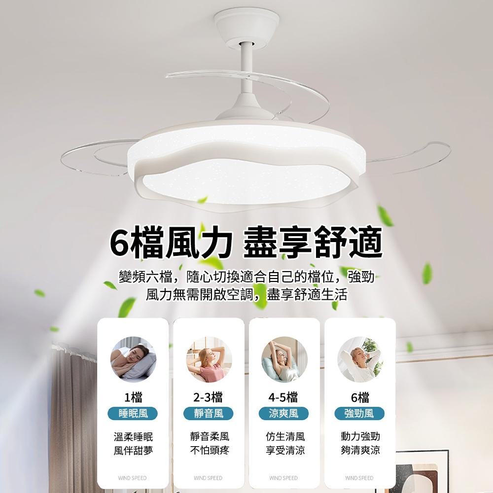 【XINGMU 興沐】新款42吋滿天星隱形吊扇燈 吸頂風扇燈 輕奢簡約北歐風吊燈 大氣燈餐吊燈 靜音吊扇變 頻省電大風力-細節圖5