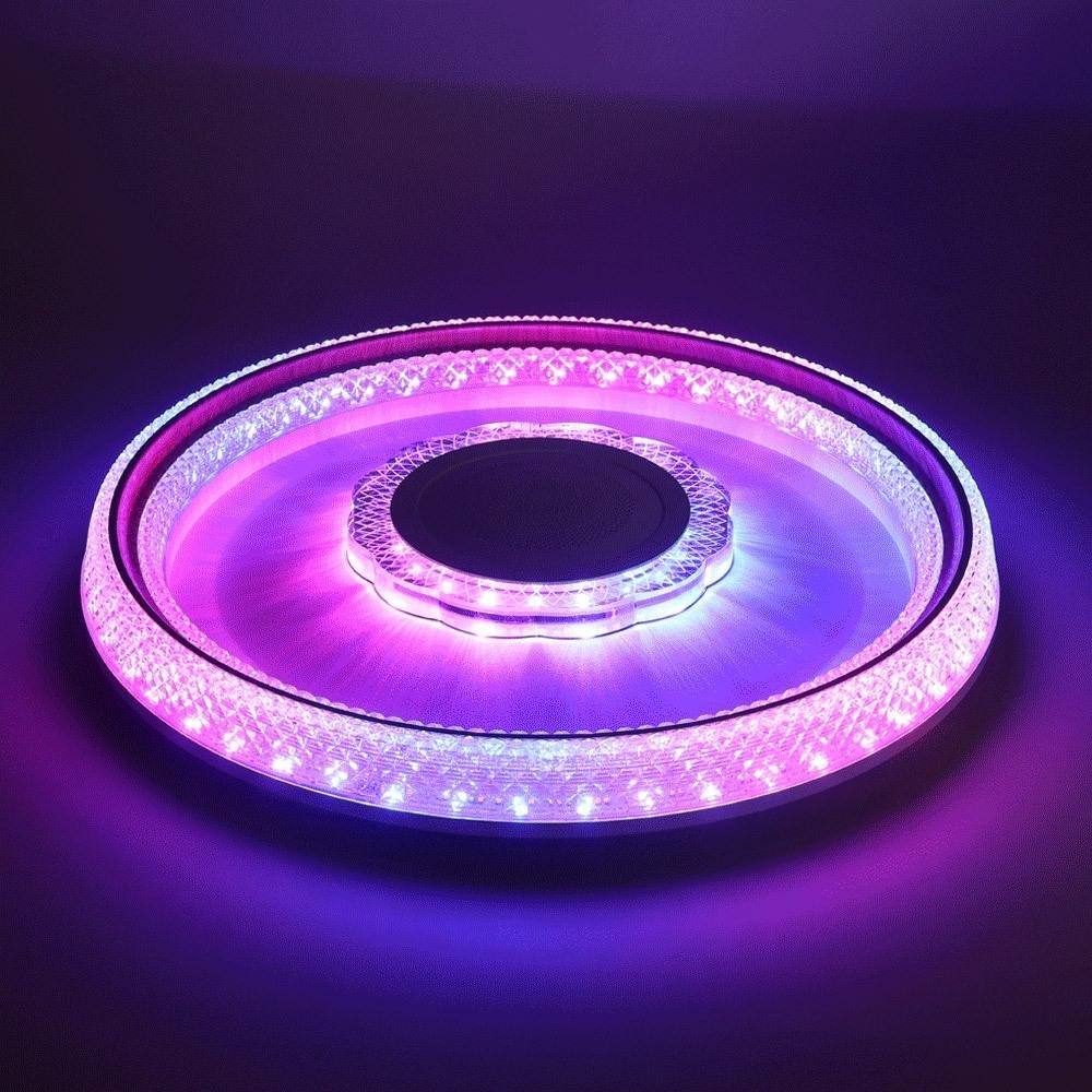 【XINGMU 興沐】 新款圓形藍牙音樂吸頂燈 110V日式音響燈 無極調光臥室燈 圓形吸頂燈 支持三色變光 現貨-細節圖5