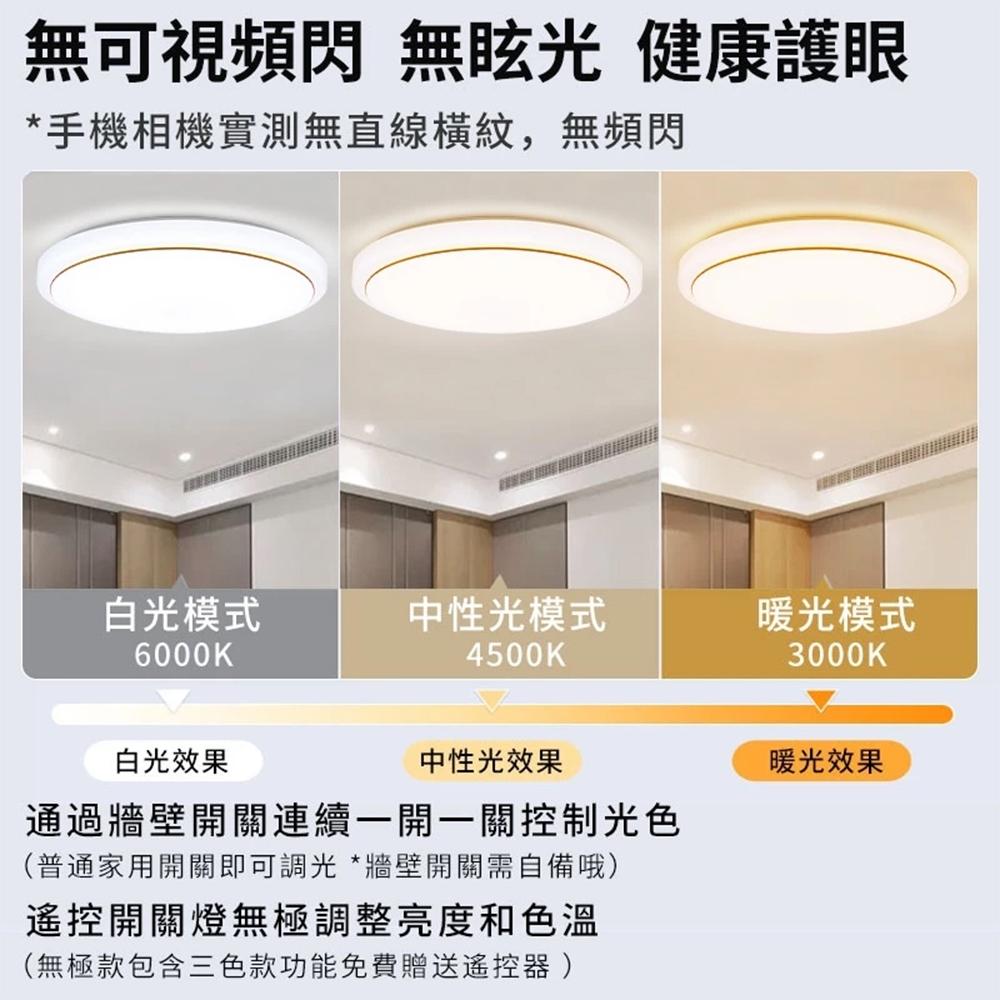 【XINGMU 興沐】臥室圓形吸頂燈 led吸頂燈 現代簡約創意調光圓形吸頂燈 餐廳過道燈 陽台燈 led燈 圓形平板燈-細節圖4