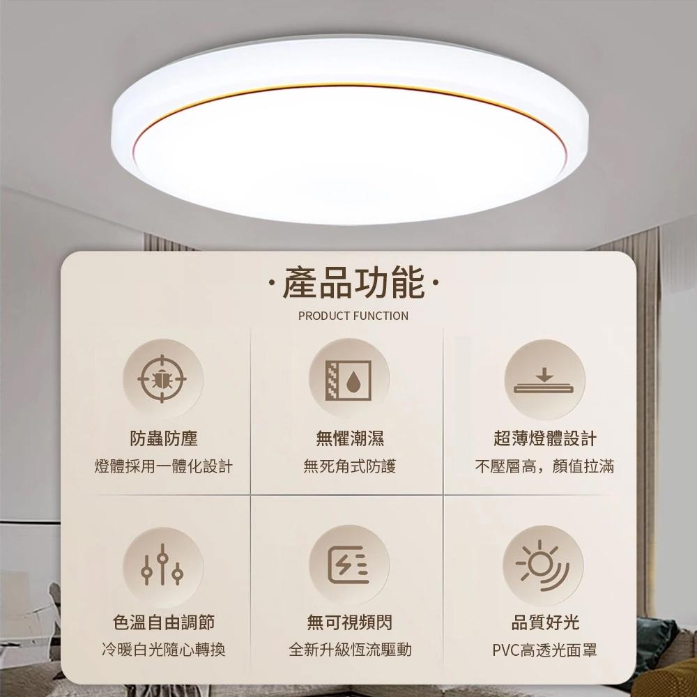 【XINGMU 興沐】臥室圓形吸頂燈 led吸頂燈 現代簡約創意調光圓形吸頂燈 餐廳過道燈 陽台燈 led燈 圓形平板燈-細節圖8