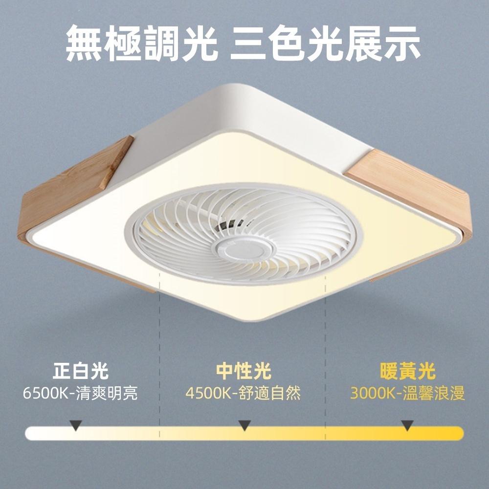 【XINGMU 興沐】馬卡龍臥室吸頂風扇燈 110v北歐隱形正方形漸變實木 導風輪吊扇燈 dc智慧風扇 可旋轉吊扇-細節圖4