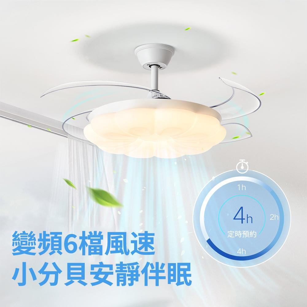 【XINGMU 興沐】48吋隱形吊扇燈 奶油風花朵風扇燈 客廳吊燈風扇吊扇 家用led吸頂燈風扇 輕奢變頻靜音電風扇燈-細節圖7