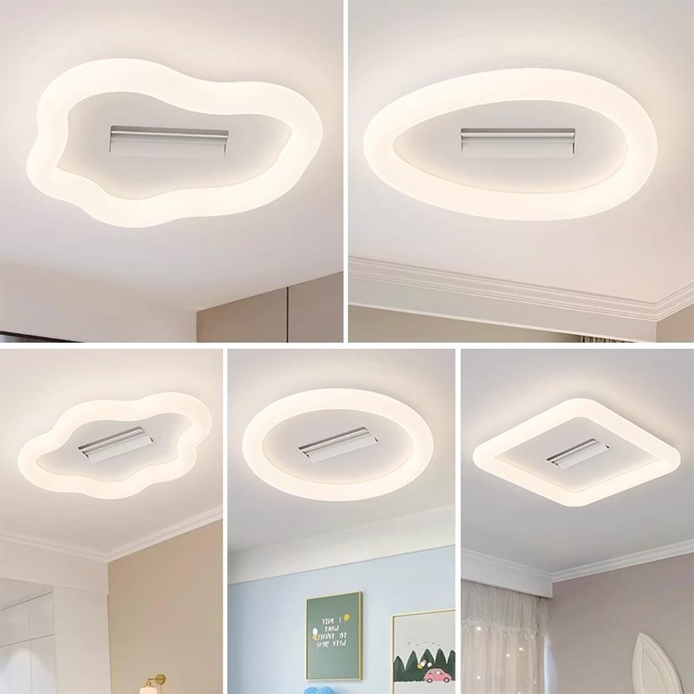 【XINGMU 興沐】奶油風無葉風扇燈 吸頂燈循環扇臥室燈 全光譜護眼燈 雙滾輪風扇 現代簡約仿雲彩風扇燈 靜音風扇-細節圖6