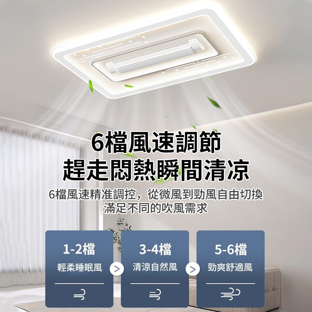 【XINGMU 興沐】風扇燈 無扇葉吊扇燈 客廳流星雨長方形吸頂風扇燈 110V低噪音無葉電風扇 全光譜客廳吸頂燈具風扇-細節圖3