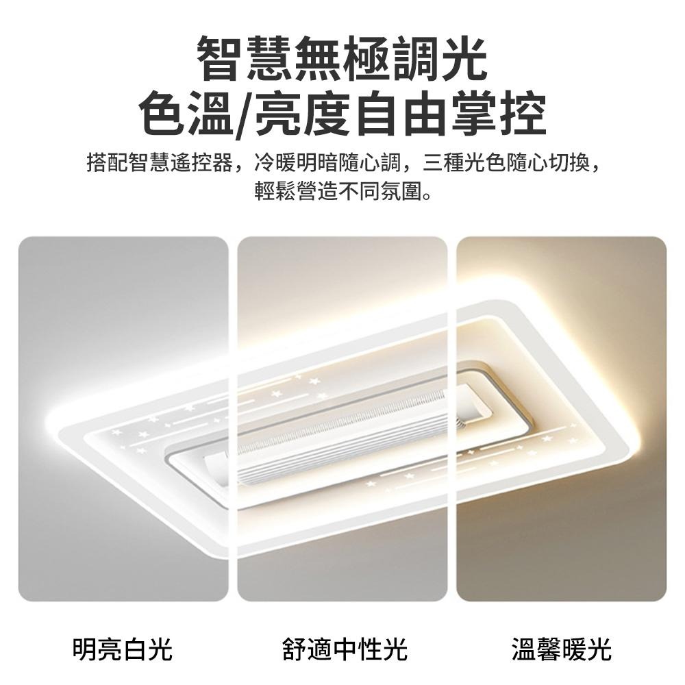 【XINGMU 興沐】風扇燈 無扇葉吊扇燈 客廳流星雨長方形吸頂風扇燈 110V低噪音無葉電風扇 全光譜客廳吸頂燈具風扇-細節圖9