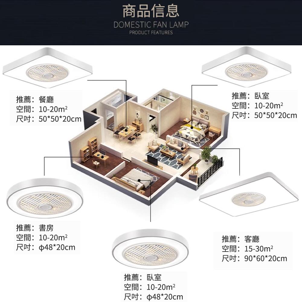 【XINGMU 興沐】客廳吸頂led吊扇燈 長方形平板風扇燈 家用led燈 室內照明燈 循環扇電風扇 智慧144W燈具-細節圖6
