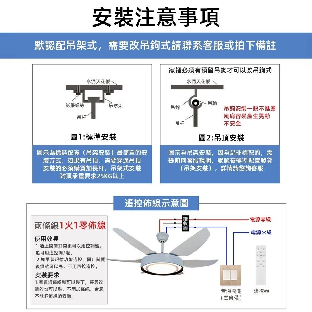 【XINGMU 興沐】52吋復古傳統工業大風力風扇燈 餐廳客廳臥室家用變頻吸頂燈 大空間專用吊扇燈 120W超亮 隱形扇-細節圖8