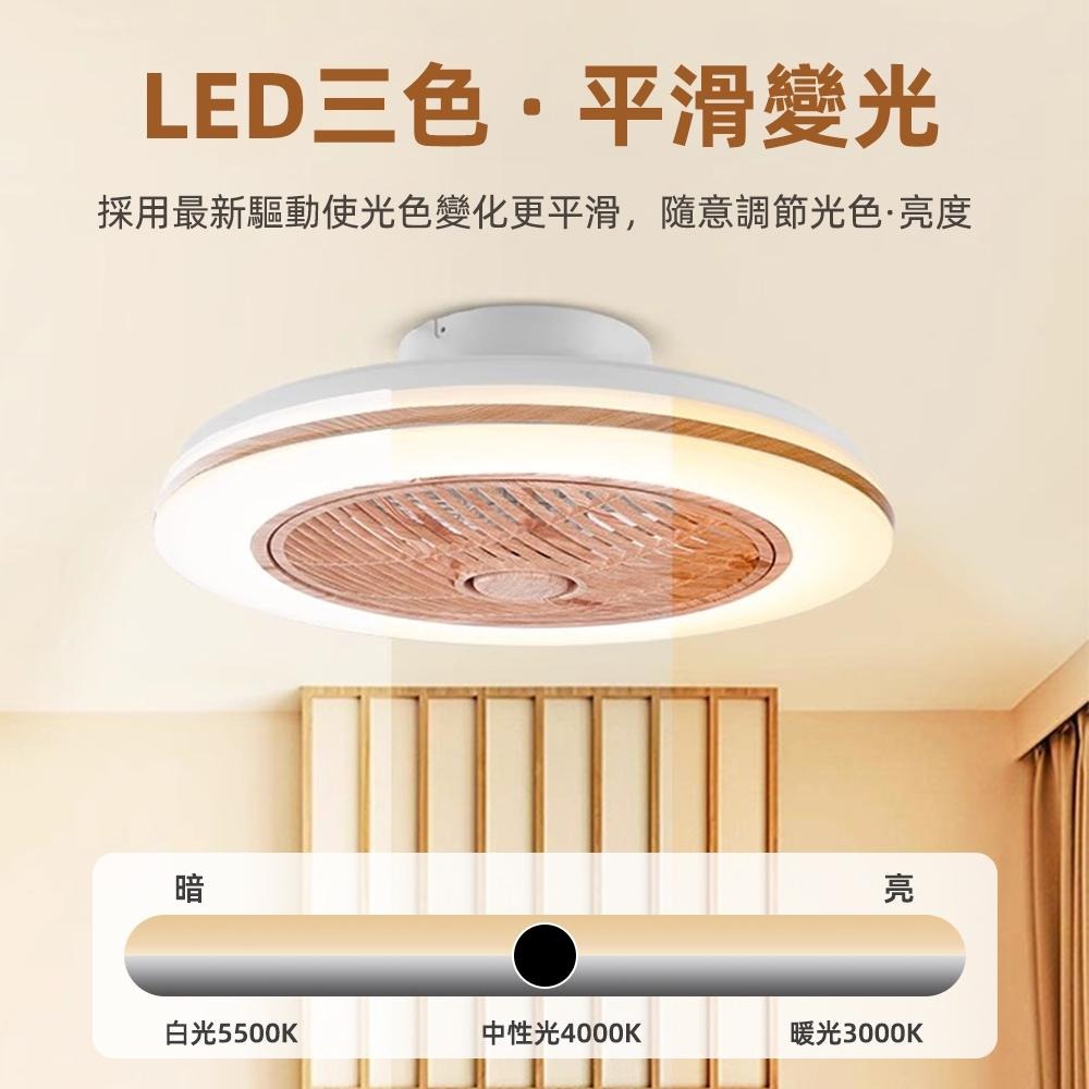 【XINGMU 興沐】風扇燈 臥室吊扇燈 LED吸頂燈 原木色隱形電風扇吊燈 臥室現代超薄吸頂電風扇 靜音風扇 無極調光-細節圖8