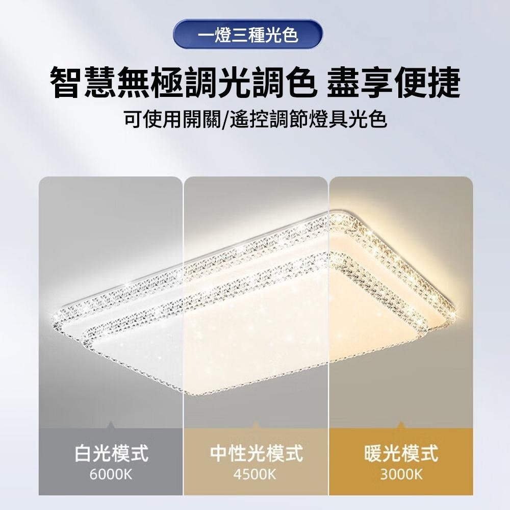 【XINGMU 興沐】吸頂燈 客廳長方形吸頂燈 120W輕奢水晶雙層滿天星led吸頂燈 書房全光譜護眼燈 臥室燈具可遙控-細節圖3