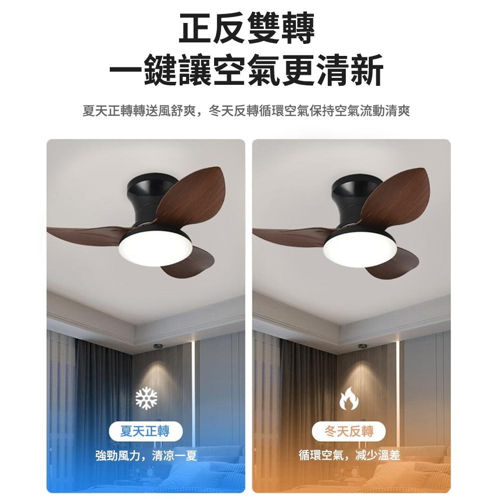 【Suwoo舒窩】吊扇燈25吋 北歐餐廳吸頂風扇燈 臥室led吊燈 低樓層電扇 客廳家用變頻電風扇 小型靜音 app遙控-細節圖3