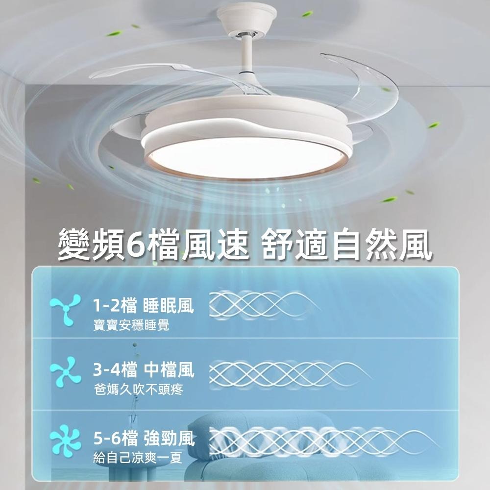 【Suwoo舒窩】48吋吊扇燈 led吸頂燈 隱形風扇燈 奶油風餐廳客廳電扇燈  家用臥室吊扇吊燈 帶電風扇吊燈 循環扇-細節圖4