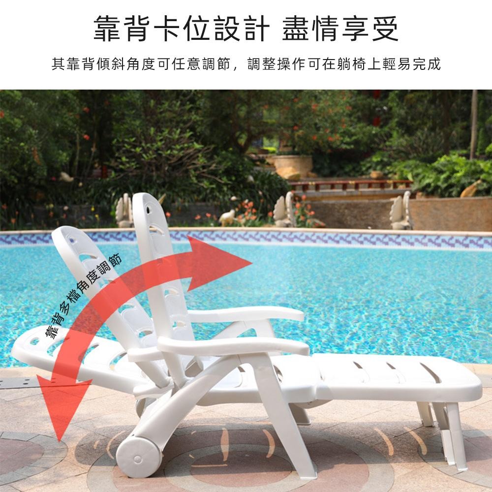 【SUWOO 舒窩】戶外沙灘椅 休閒摺疊躺椅 加厚塑膠椅 水上樂園游泳池躺椅 可躺可坐 海灘椅 躺椅摺疊椅-細節圖7
