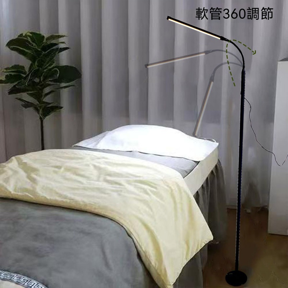 全光譜護眼落地燈 LED一體觸控立式燈 三色溫無極調光 鋁製散熱 鋼管軟管可彎曲 閱讀鋼琴燈-細節圖11