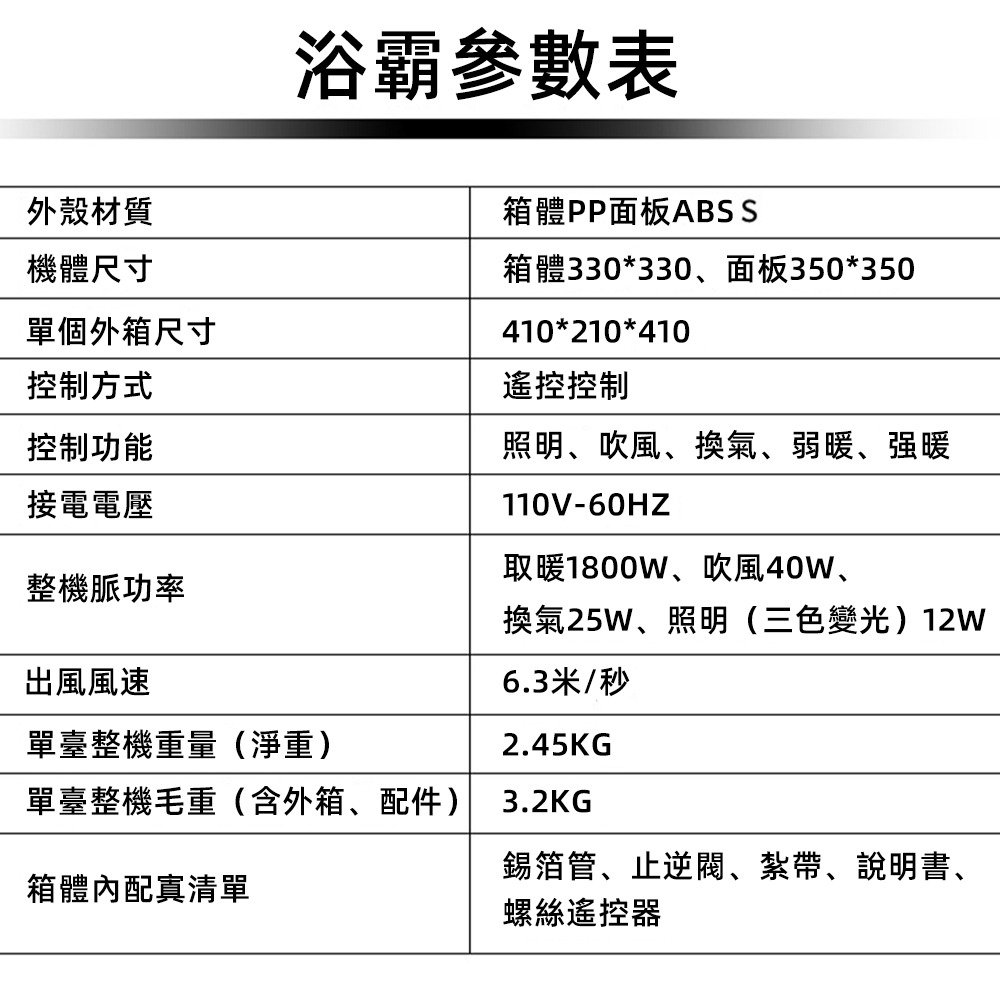 風暖浴霸 遙控款一體機 3秒速熱 浴室取暖照明換氣多功能 可替換傳統燈泡浴霸 適用多種吊頂-細節圖11