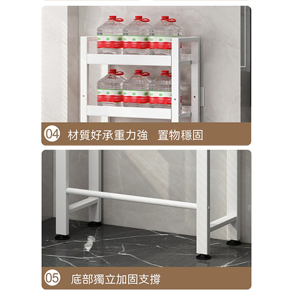 馬桶上方置物架｜免釘加固 可調層距 浴室收納架 防水防鏽落地層架-細節圖6