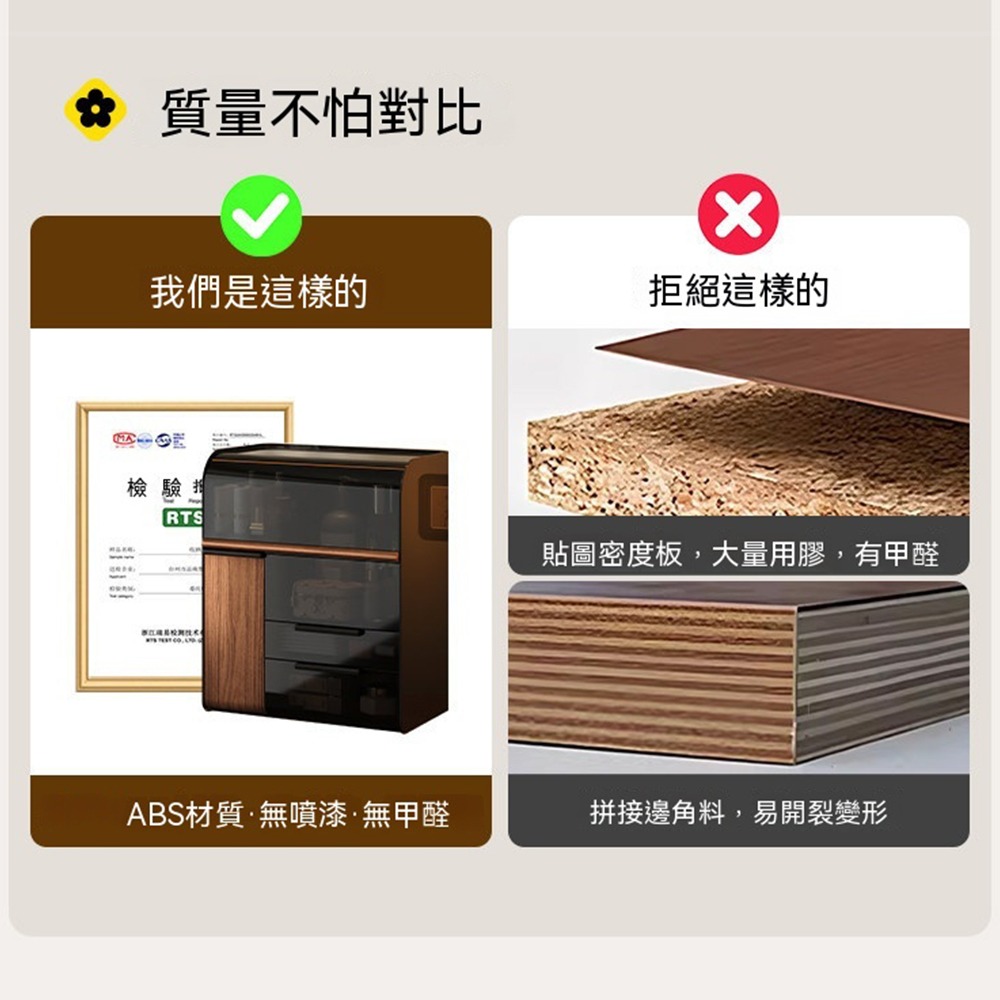 復古木紋化妝品收納盒｜加高頂層可放高瓶水乳 防塵大容量化妝台收納櫃-細節圖8