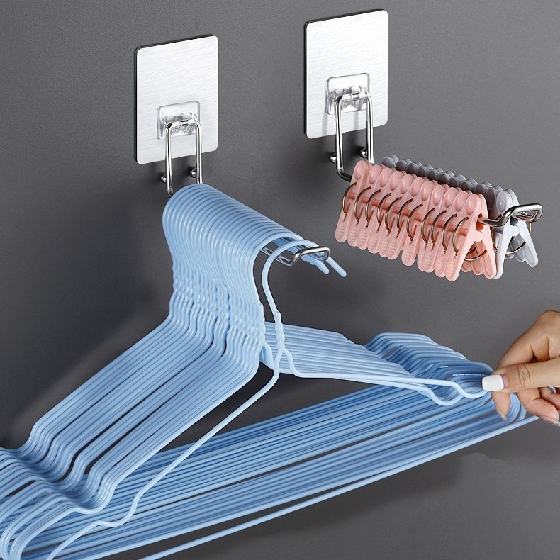 無痕壁貼不鏽鋼衣架收納架 SIN6257 衣架整理架 衣夾整理架 收納架-細節圖4