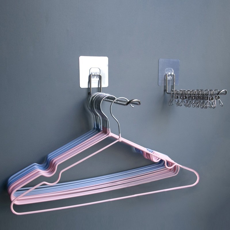 無痕壁貼不鏽鋼衣架收納架 SIN6257 衣架整理架 衣夾整理架 收納架-細節圖6