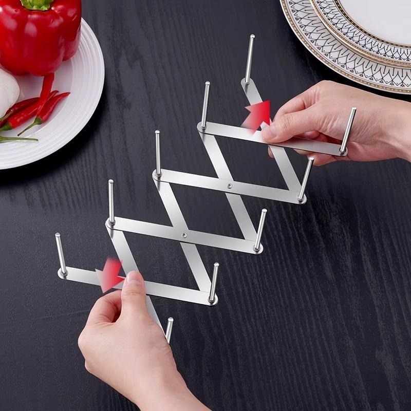 伸縮不鏽鋼餐盤收納架 SIN6621 蒸架 餐盤收納-細節圖7