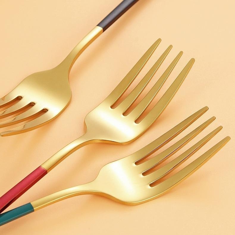奢華風金色304不鏽鋼叉子5支/組 SIN6033 餐具 叉子-細節圖6