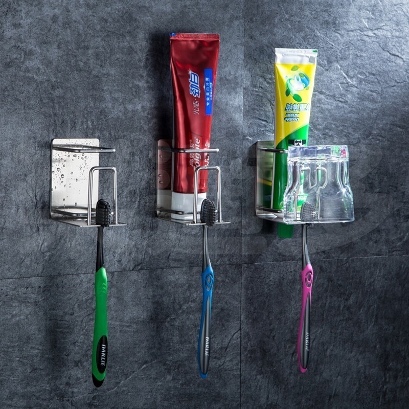 304不鏽鋼牙刷架 HY80881 無痕置物架 牙刷架 牙膏架 浴室收納-細節圖8