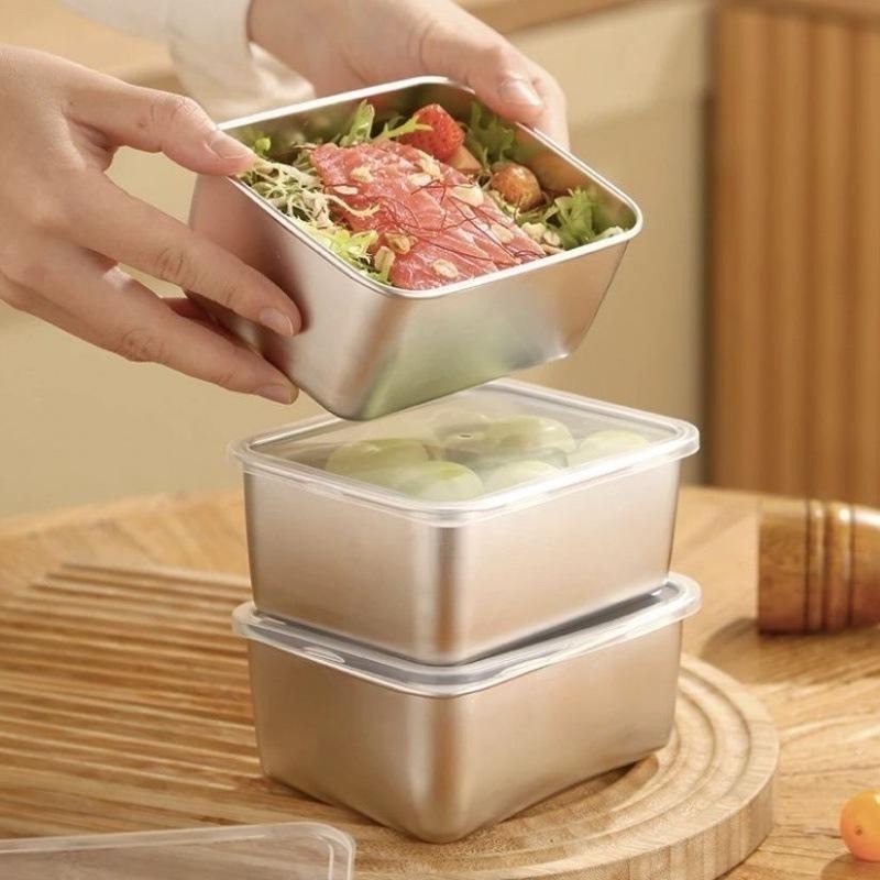 304不鏽鋼帶蓋分裝盒 SIN6103 保鮮盒 分裝盒 備菜盒 便當盒 火鍋菜盤 分裝盒-細節圖4