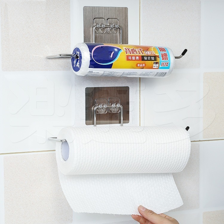 無痕壁貼不鏽鋼抹布架 紙巾架 抹布掛架 YN6933-細節圖11