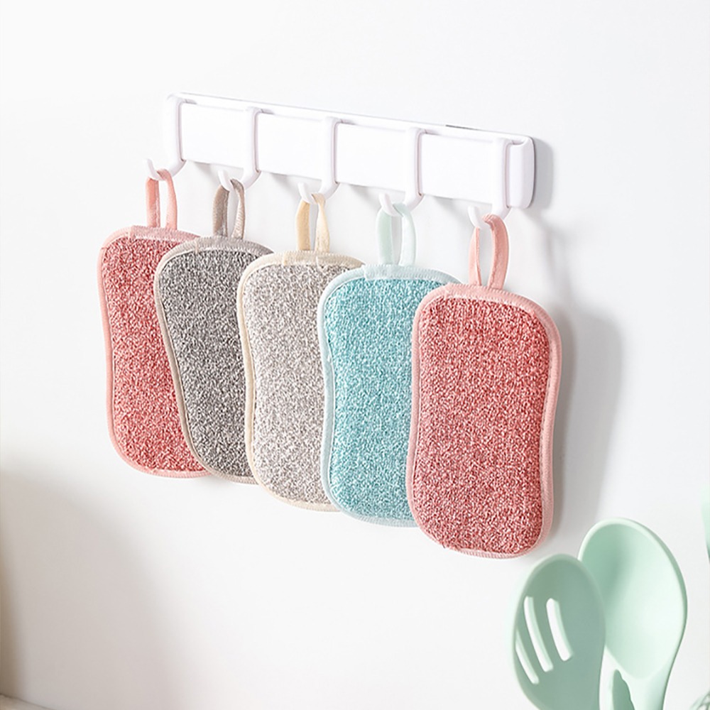 竹纖維雙面海綿 顏色隨機5入/組 SIN6268 菜瓜布 廚房百潔布 海綿擦 刷碗布 洗碗洗鍋 雙面魔力擦 洗碗刷 清潔-細節圖5