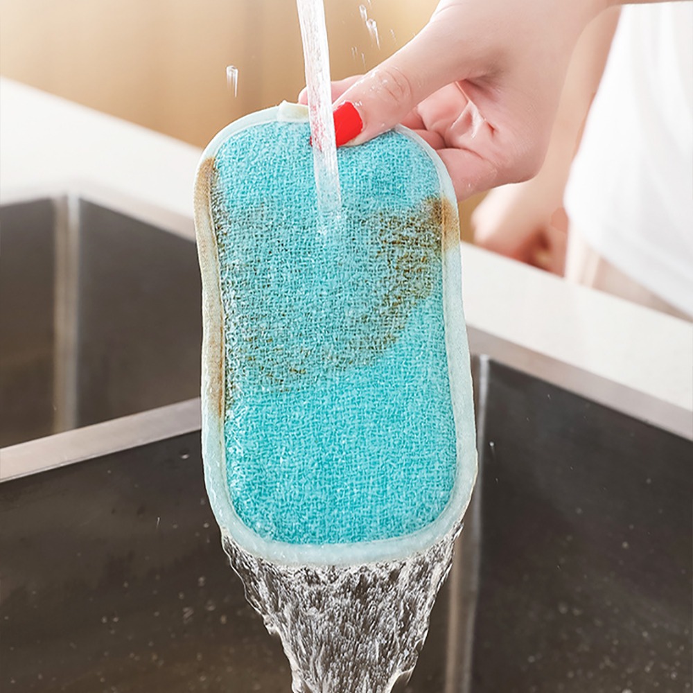 竹纖維雙面海綿 顏色隨機5入/組 SIN6268 菜瓜布 廚房百潔布 海綿擦 刷碗布 洗碗洗鍋 雙面魔力擦 洗碗刷 清潔-細節圖9