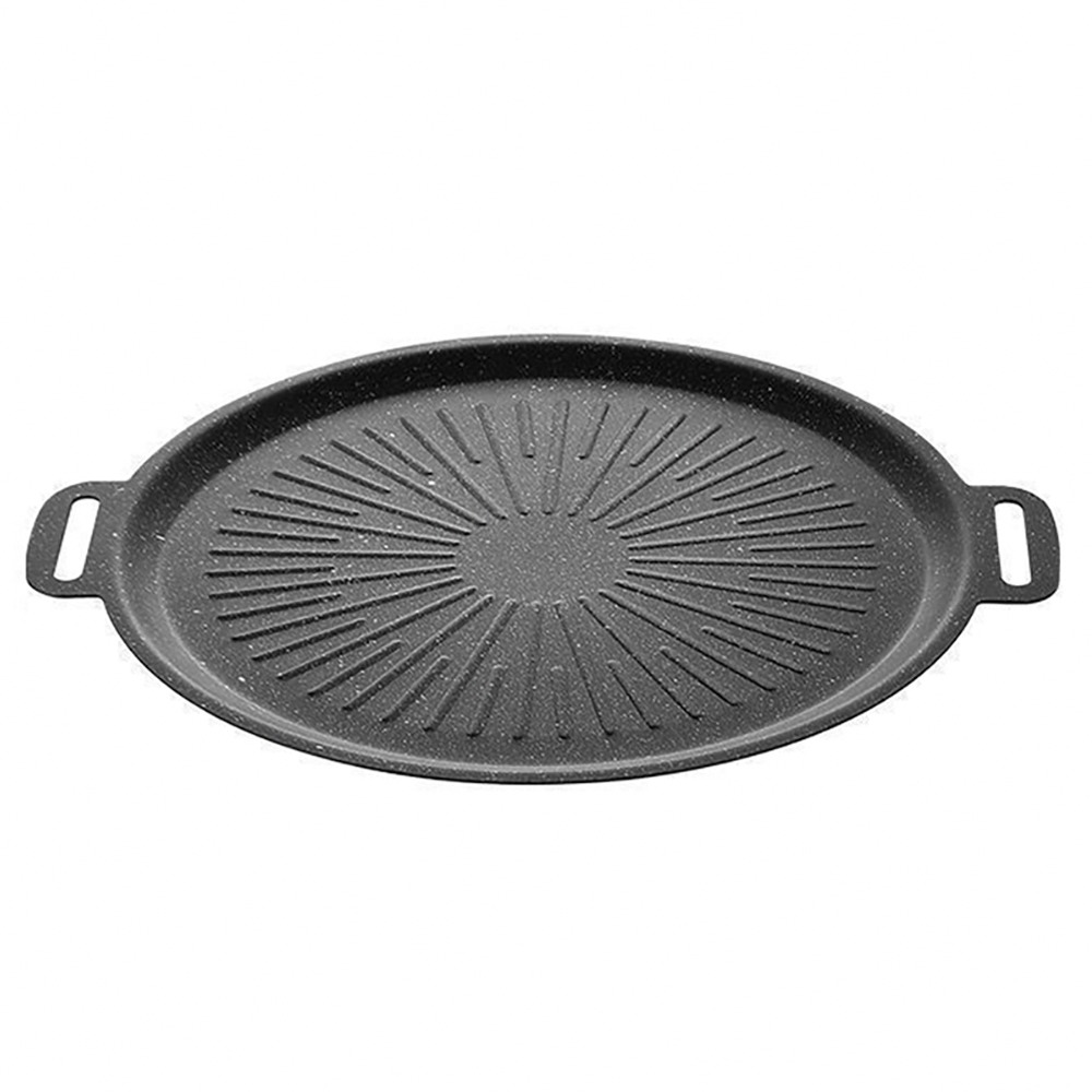 韓式麥飯石烤盤34cm【IH/瓦斯爐可用】SIN6816 烤盤 中秋烤肉 煎盤 平底鍋 烤肉盤-細節圖2