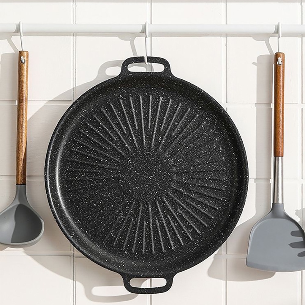 韓式麥飯石烤盤34cm【IH/瓦斯爐可用】SIN6816 烤盤 中秋烤肉 煎盤 平底鍋 烤肉盤-細節圖5