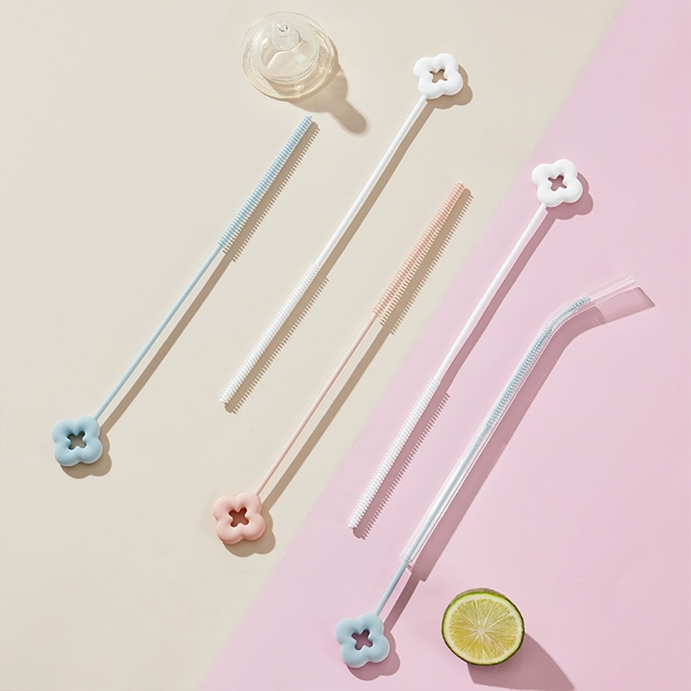 馬卡龍花朵吸管刷 顏色隨機5入/組 SIN6634 吸管刷 吸管清潔刷-細節圖3