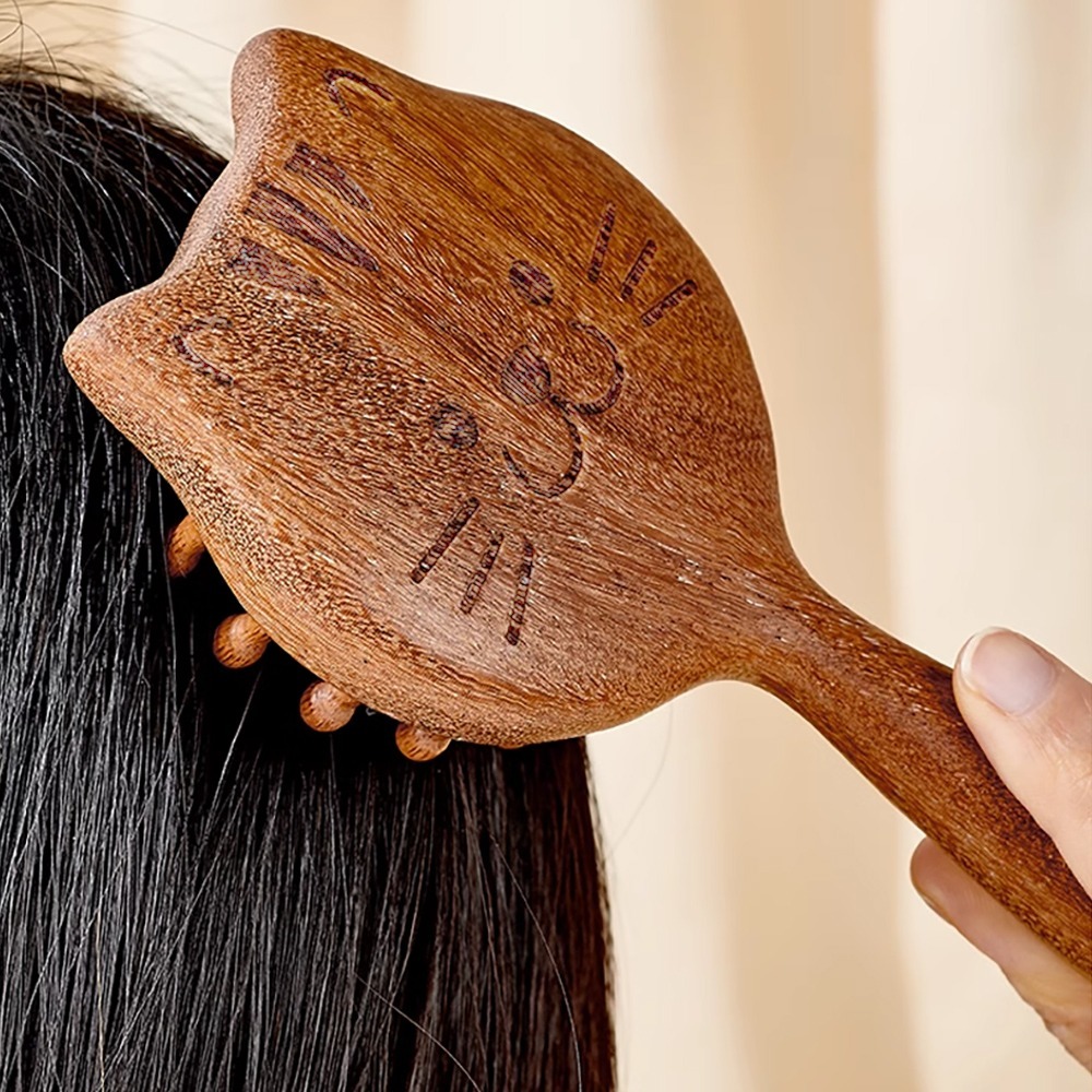 木質貓咪按摩梳 SIN8657 按摩梳 刮痧 頭皮按摩梳 按摩刷-細節圖6