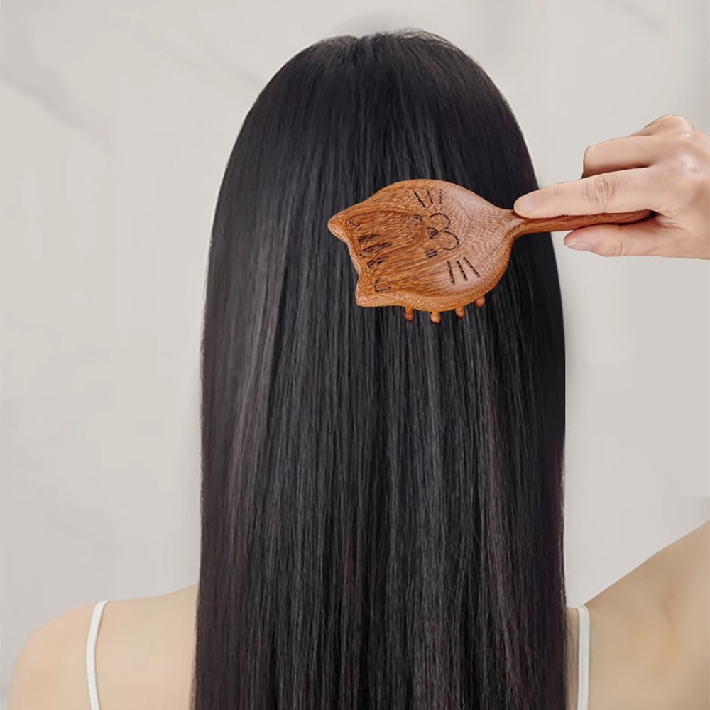 木質貓咪按摩梳 SIN8657 按摩梳 刮痧 頭皮按摩梳 按摩刷-細節圖8