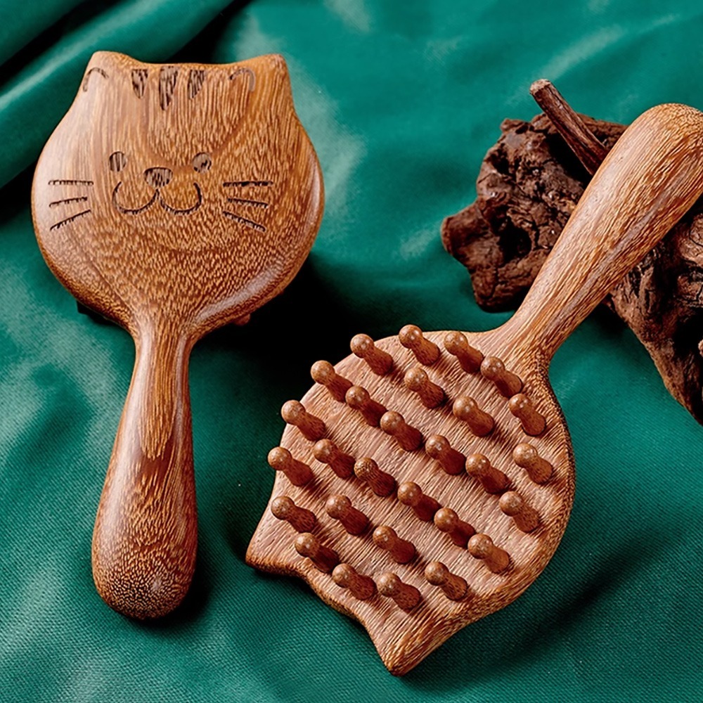 木質貓咪按摩梳 SIN8657 按摩梳 刮痧 頭皮按摩梳 按摩刷-細節圖9