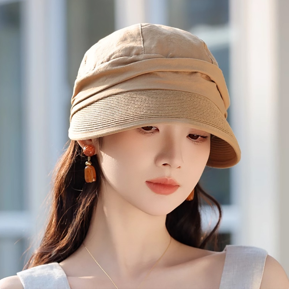 日系布藝拼接遮陽帽 MZ2496 遮陽帽 防曬帽 漁夫帽 貝雷帽 草帽 防曬 遮陽-細節圖7