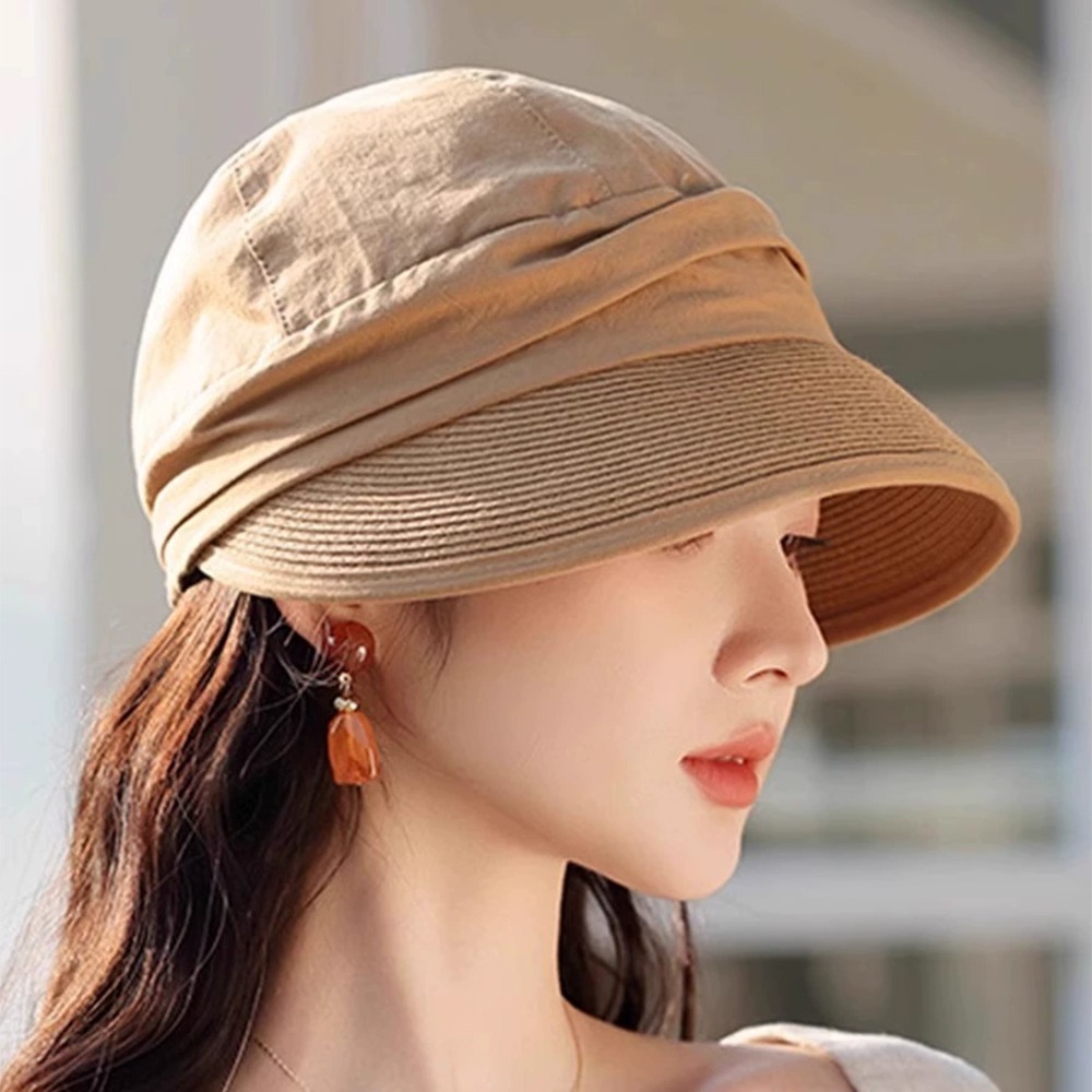 日系布藝拼接遮陽帽 MZ2496 遮陽帽 防曬帽 漁夫帽 貝雷帽 草帽 防曬 遮陽-規格圖11