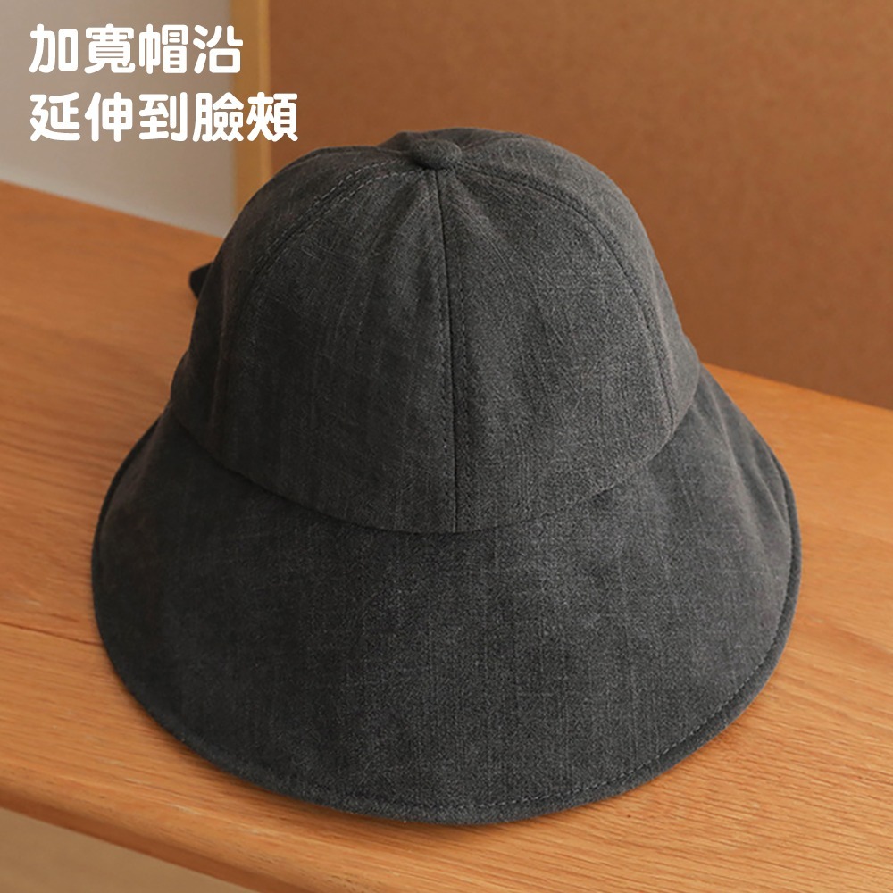 棉麻蝴蝶結寬帽沿遮陽帽 0613 漁夫帽 遮陽帽 防曬帽 棒球帽 盆帽 防曬 遮陽-細節圖6