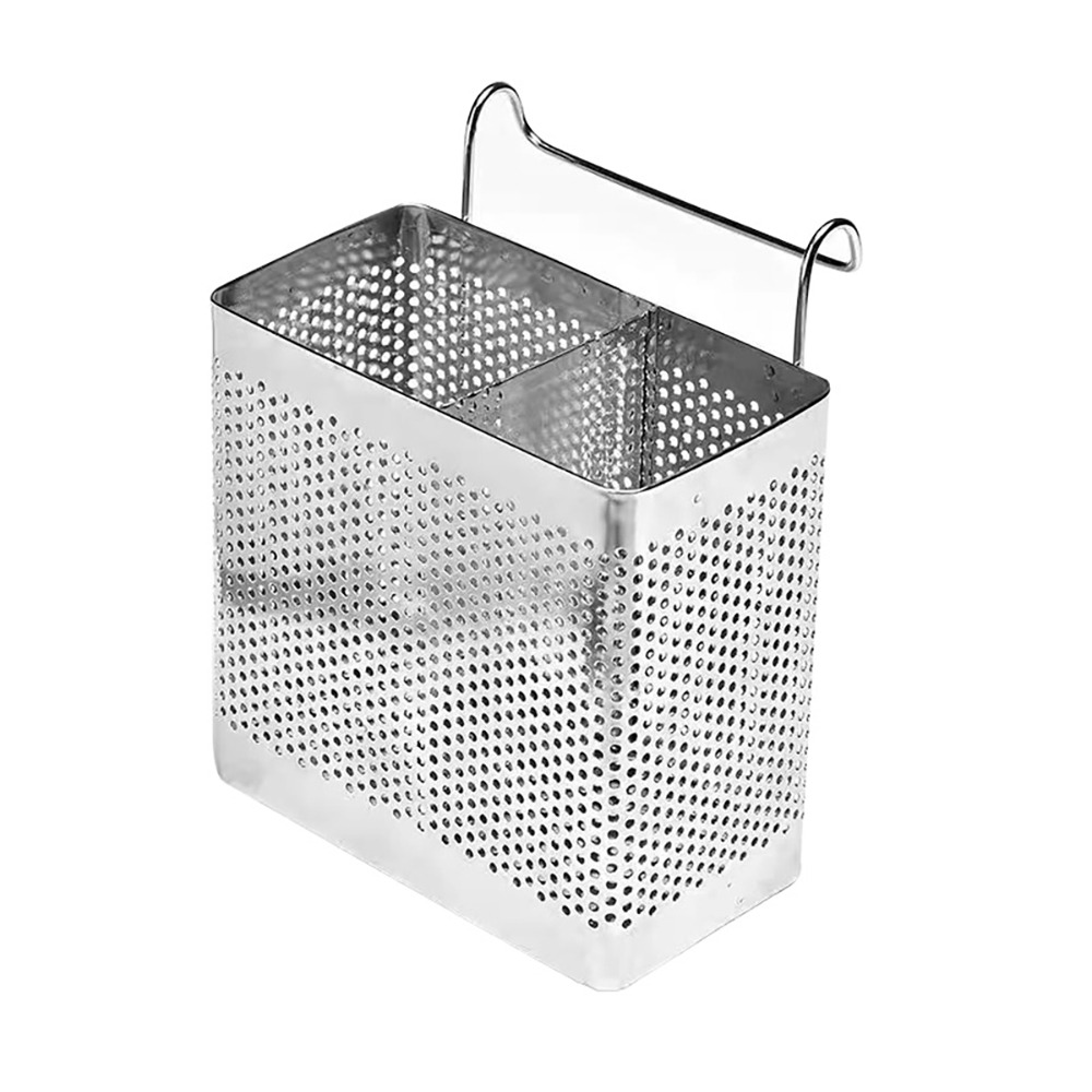 不鏽鋼雙格餐具瀝水收納筒 SIN6613 餐具收納-細節圖2