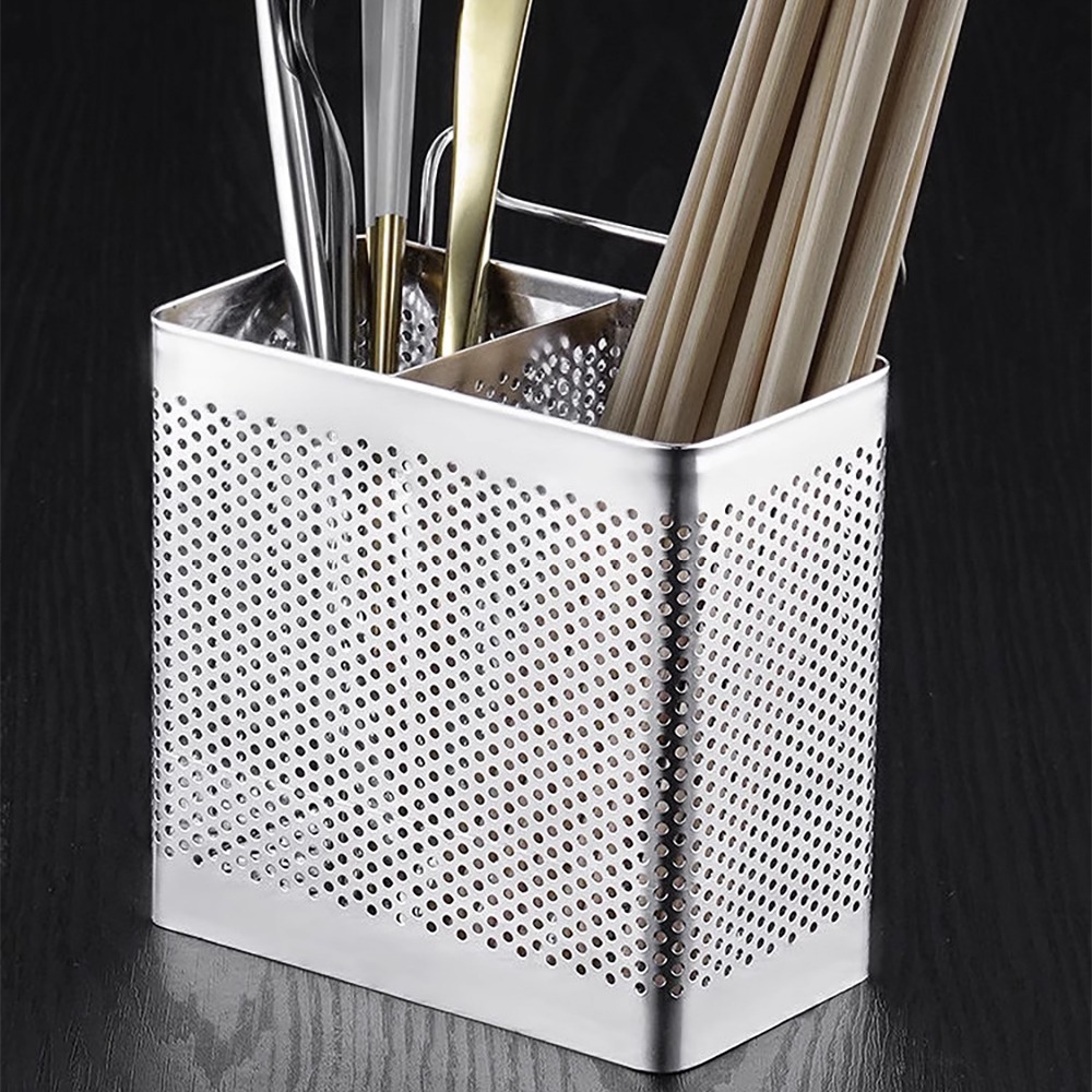 不鏽鋼雙格餐具瀝水收納筒 SIN6613 餐具收納-細節圖4