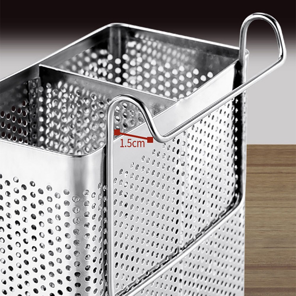 不鏽鋼雙格餐具瀝水收納筒 SIN6613 餐具收納-細節圖7