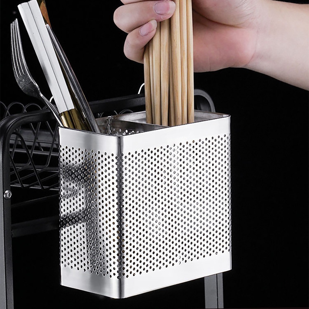 不鏽鋼雙格餐具瀝水收納筒 SIN6613 餐具收納-細節圖9