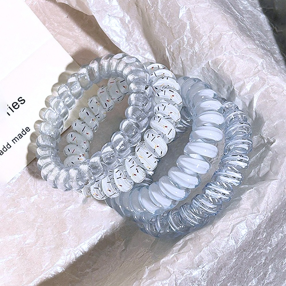 果凍色電話線4入/組【顏色隨機】SIN7427 電話線髮繩 髮束 髮繩 橡皮筋 綁頭髮橡皮筋-細節圖10