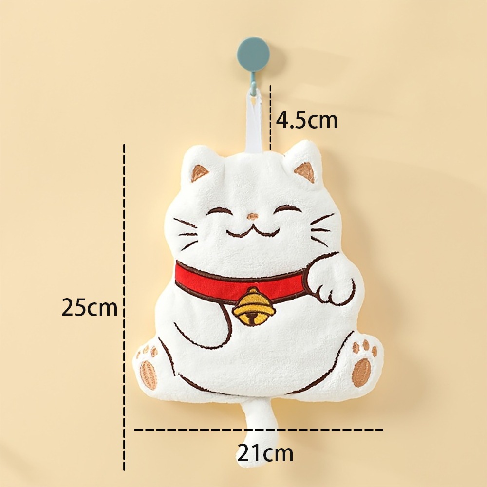 招財貓擦手巾【款式隨機】SIN2562 擦手巾 珊瑚絨擦手巾 廚房擦手巾 浴室擦手巾 抹布-細節圖3