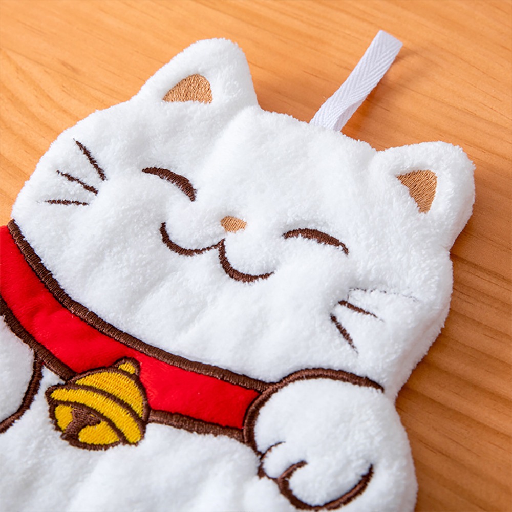 招財貓擦手巾【款式隨機】SIN2562 擦手巾 珊瑚絨擦手巾 廚房擦手巾 浴室擦手巾 抹布-細節圖7