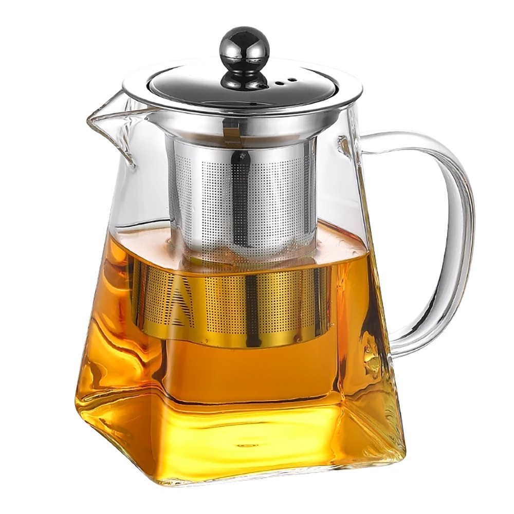 【質感美學】耐熱玻璃花茶壺 SIN8147 550ml 不鏽鋼濾芯 咖啡分享壺 辦公室泡茶杯 玻璃壺 煮茶壺 現貨-細節圖2