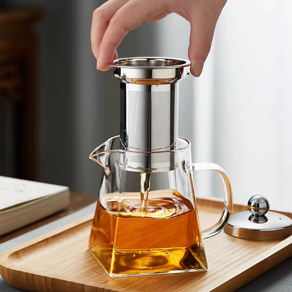 【質感美學】耐熱玻璃花茶壺 SIN8147 550ml 不鏽鋼濾芯 咖啡分享壺 辦公室泡茶杯 玻璃壺 煮茶壺 現貨-細節圖9