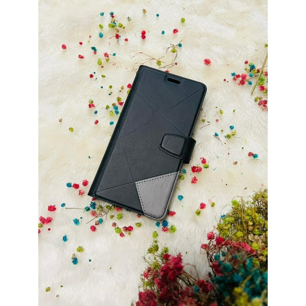 Realme C11 C21 C33 C35 菱格壓紋拼接卡片站立磁扣手機皮套 保護殼-細節圖3