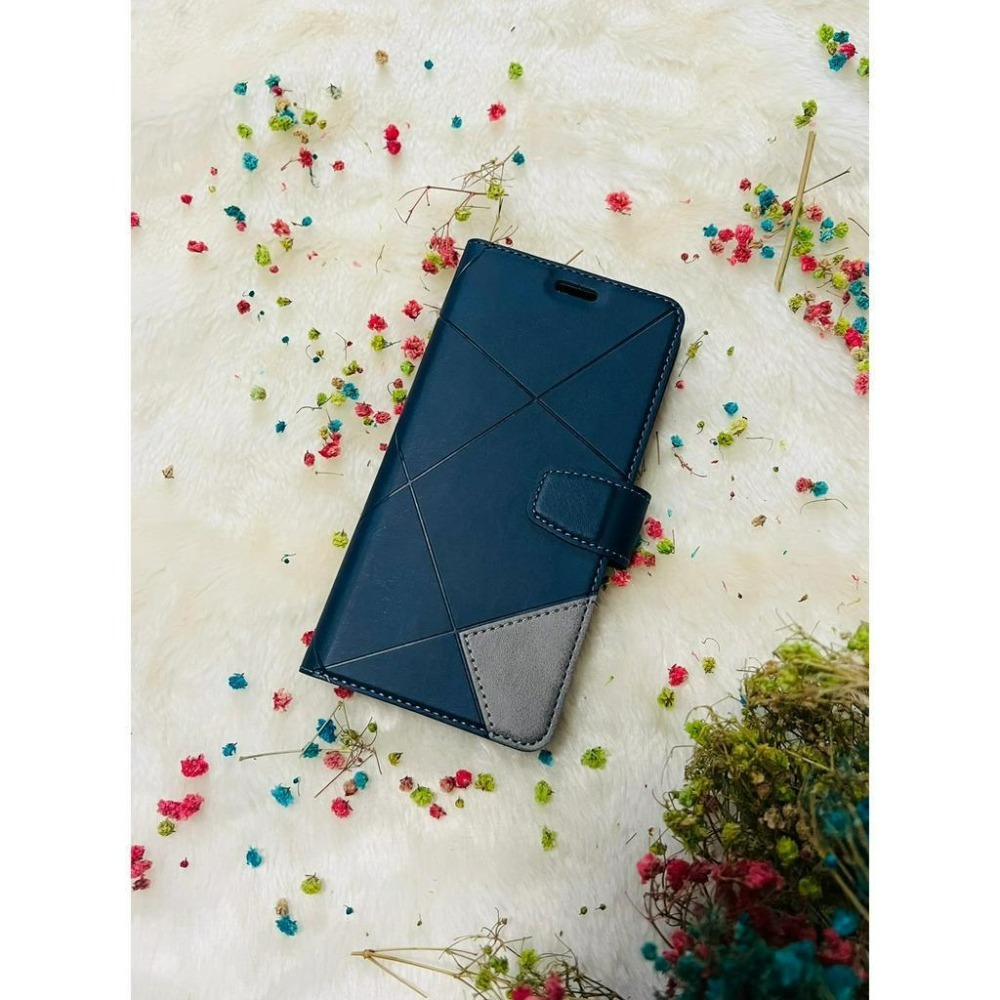 Realme C11 C21 C33 C35 菱格壓紋拼接卡片站立磁扣手機皮套 保護殼-細節圖5